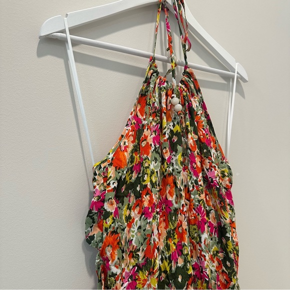 J. Crew Collection Floral Colorful Halter Maxi Dress Long Resortwear Size Large - Picture 3 of 13
